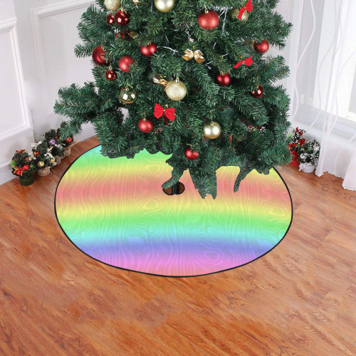 Groovy Pastel Rainbows Christmas Tree Skirt 47" x 47"