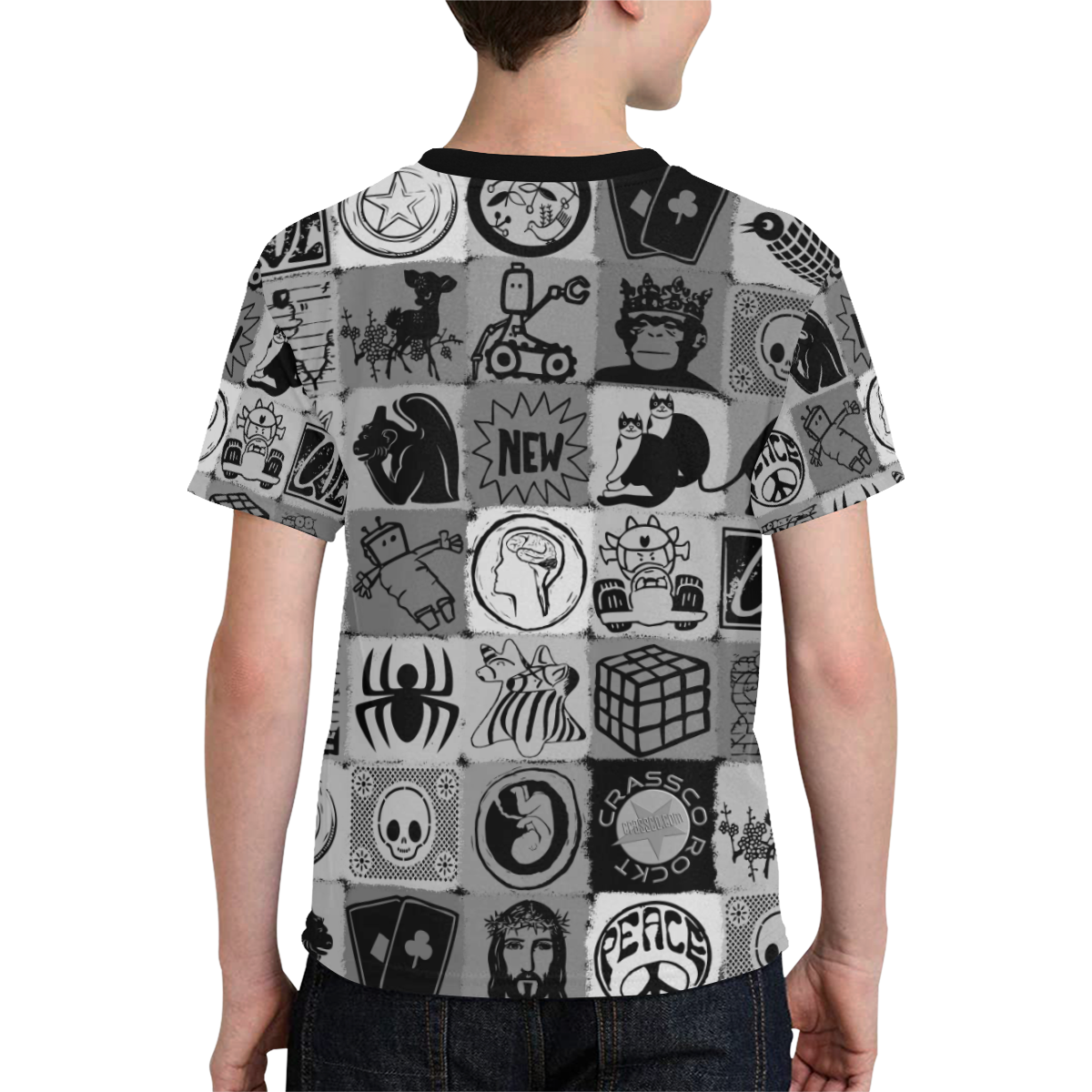 GRAPHIC ART PICTURES GREY Kids' All Over Print T-shirt (Model T65)