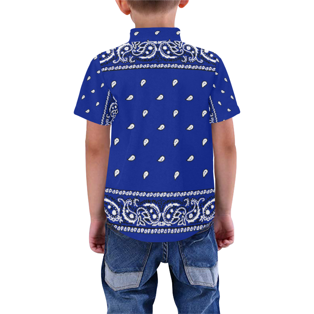 KERCHIEF PATTERN BLUE Boys' All Over Print Short Sleeve Shirt (Model T59)