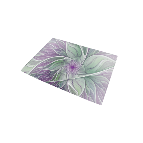 Flower Dream Abstract Purple Sea Green Floral Fractal Art Area Rug 5'x3'3''