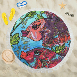 Bette and Joan 2 circular beach shawl Circular Beach Shawl 59"x 59"