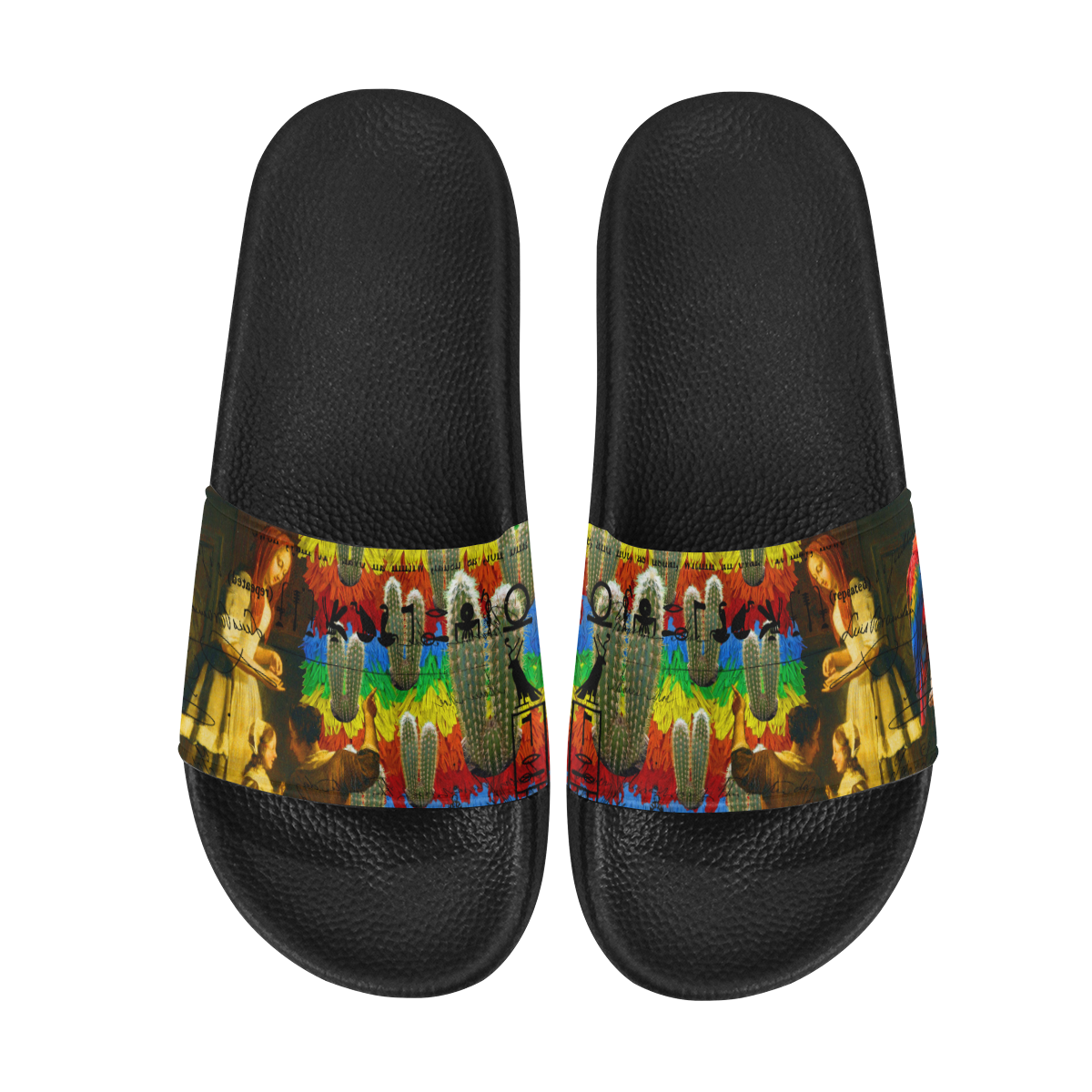AND THIS, IS THE RAINBOW BRUSH CACTUS. II Men's Slide Sandals (Model 057)
