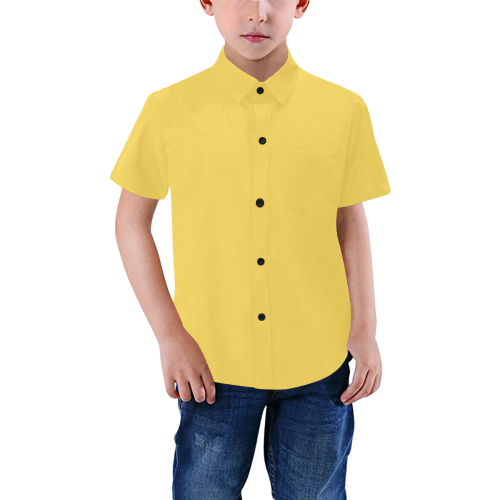 color mustard Boys' All Over Print Short Sleeve Shirt (Model T59)