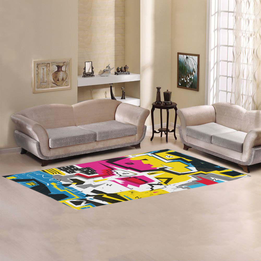 Distorted shapes Area Rug 9'6''x3'3''