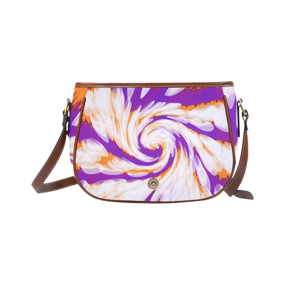 Purple Orange Tie Dye Swirl Abstract Saddle Bag/Small (Model 1649) Full Customization