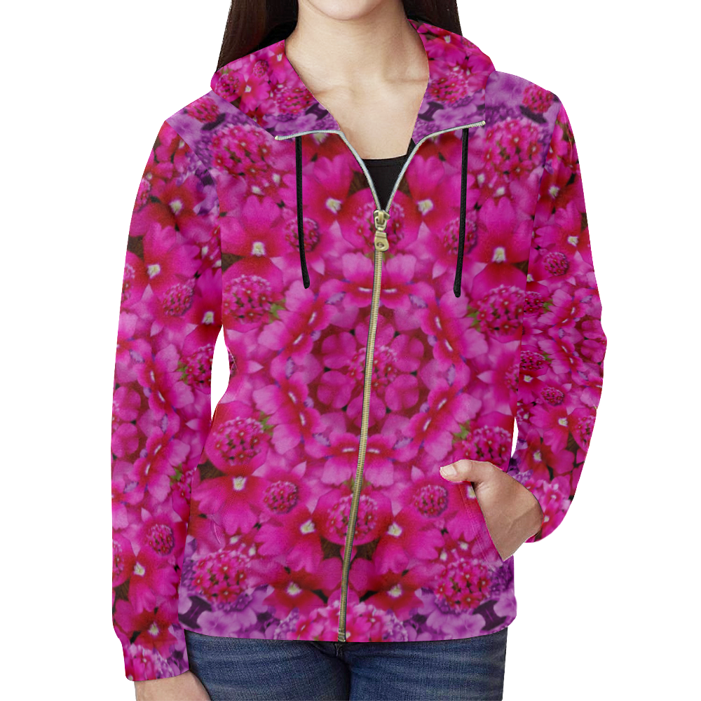 flower suprise to love and enjoy All Over Print Full Zip Hoodie for Women (Model H14)