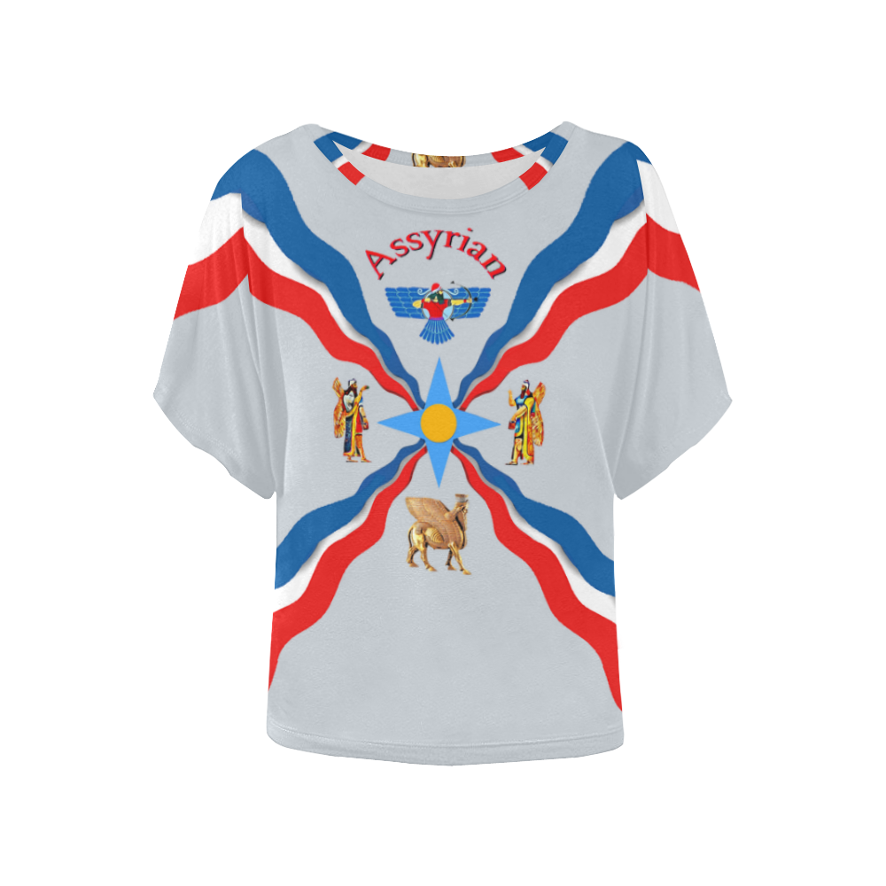 Assyrian Flag Women's Batwing-Sleeved Blouse T shirt (Model T44)