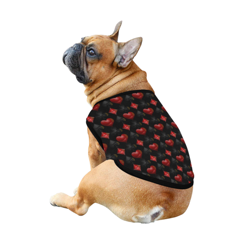 Las Vegas Black and Red Casino Poker Card Shapes on Black All Over Print Pet Tank Top