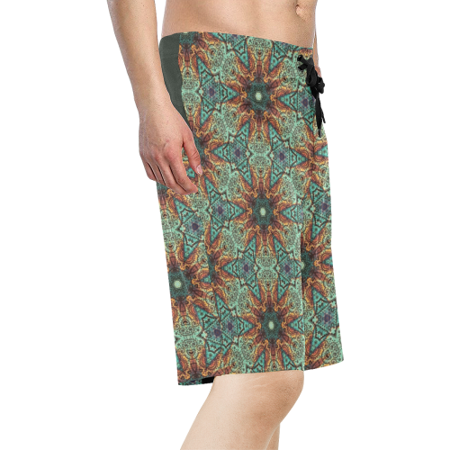 Boho Teal Tiles Men's All Over Print Board Shorts (Model L16)