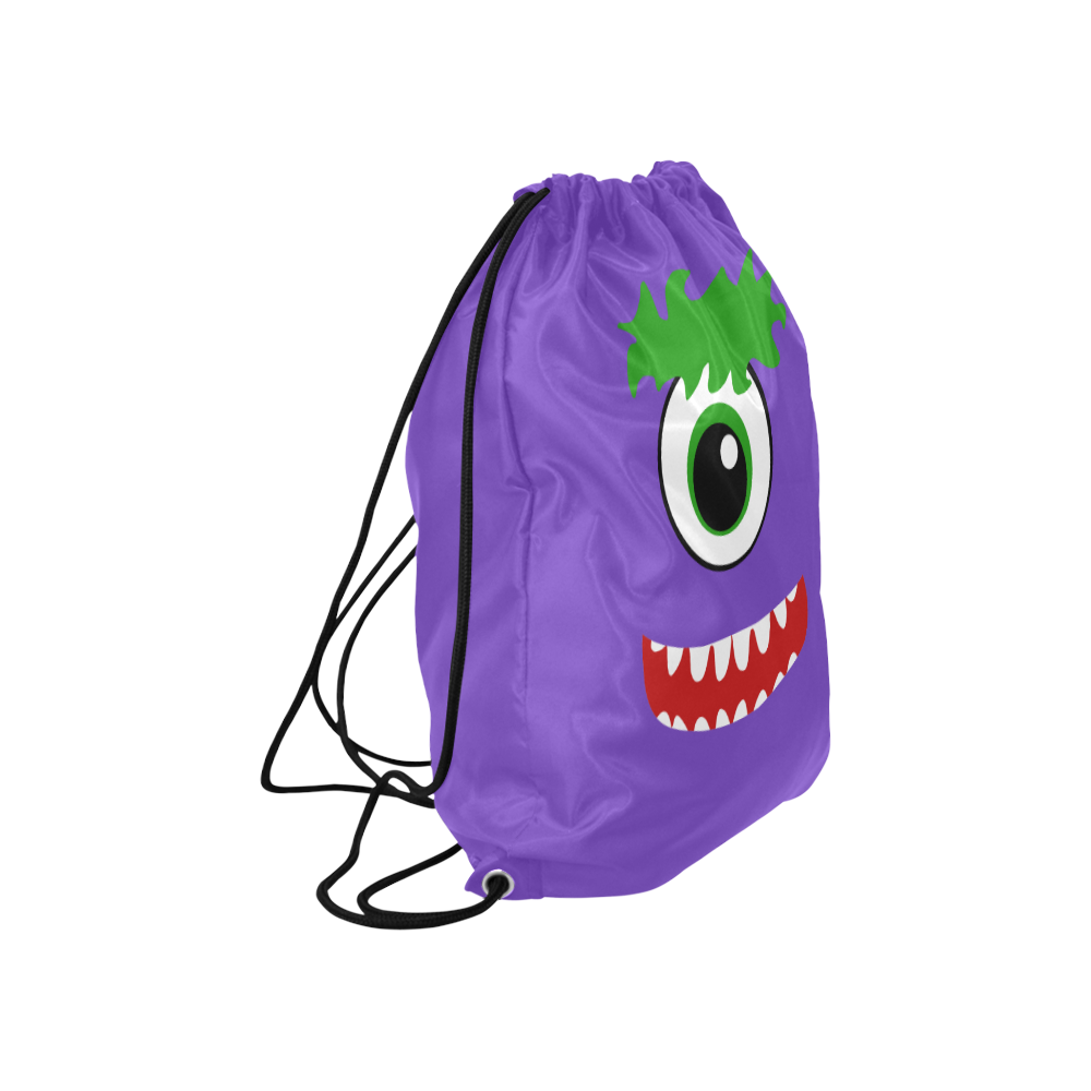 Kawaii Smiling One Eyed Monster Large Drawstring Bag Model 1604 (Twin Sides)  16.5"(W) * 19.3"(H)