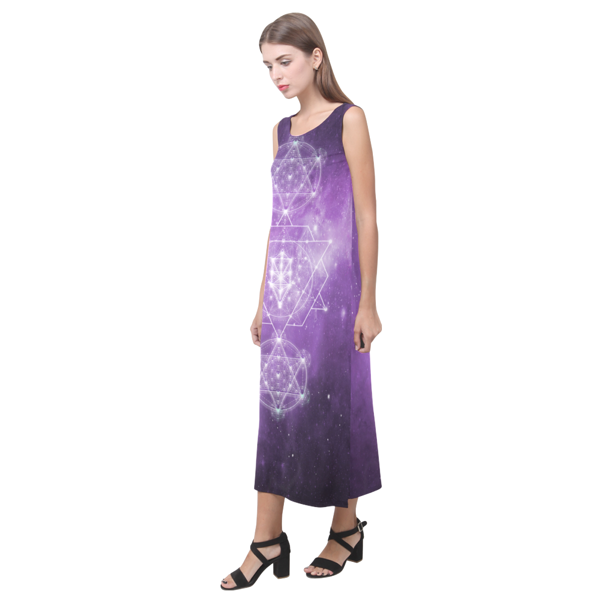 Sacred Geometry Stardust Phaedra Sleeveless Open Fork Long Dress (Model D08)