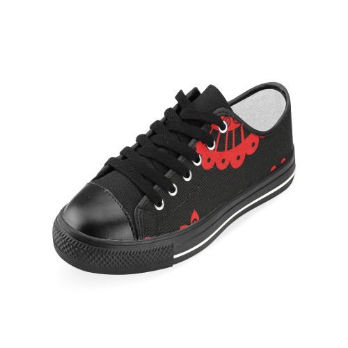 rojo y negro Women's Classic Canvas Shoes (Model 018)