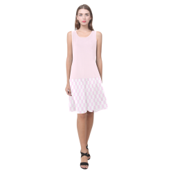 Light Pink Checkered Sleeveless Splicing Shift Dress(Model D17)