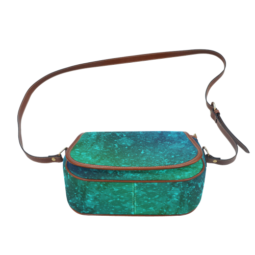 Blue and Green Abstract Saddle Bag/Small (Model 1649) Full Customization