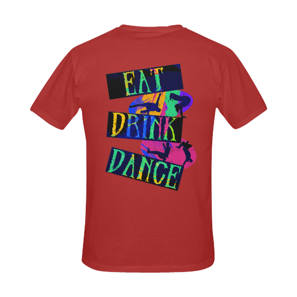 Break Dancing Colorful on Red Men's Slim Fit T-shirt (Model T13)