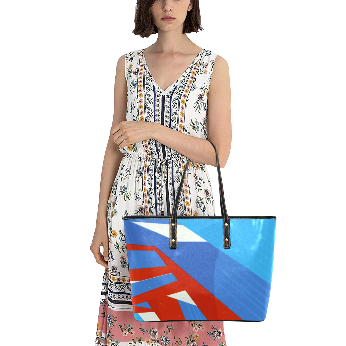 Abstract Pop Art v3 Chic Leather Tote Bag (Model 1709)