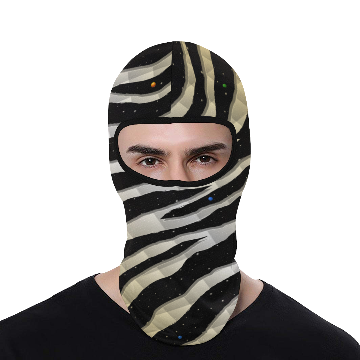 Ripped SpaceTime Stripes - Gold/White All Over Print Balaclava