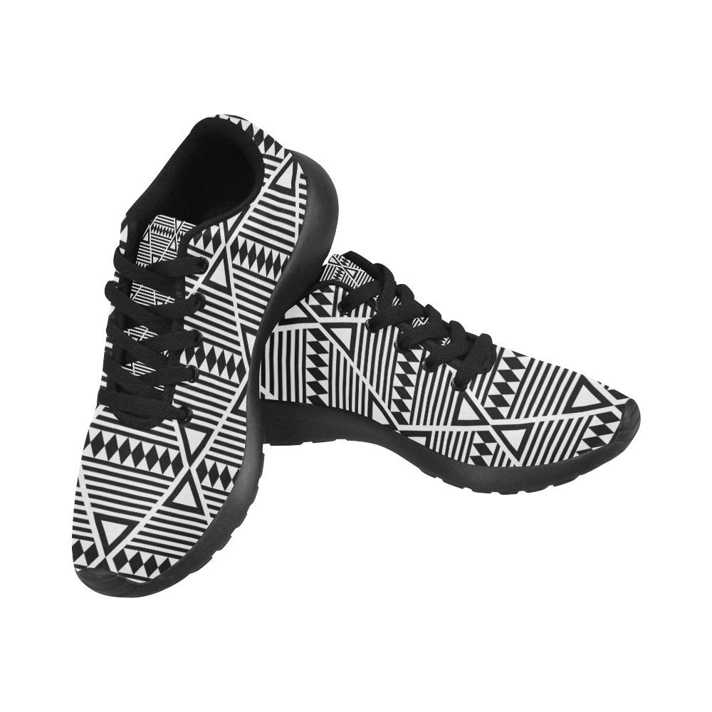 Black Aztec Tribal Women’s Running Shoes (Model 020)