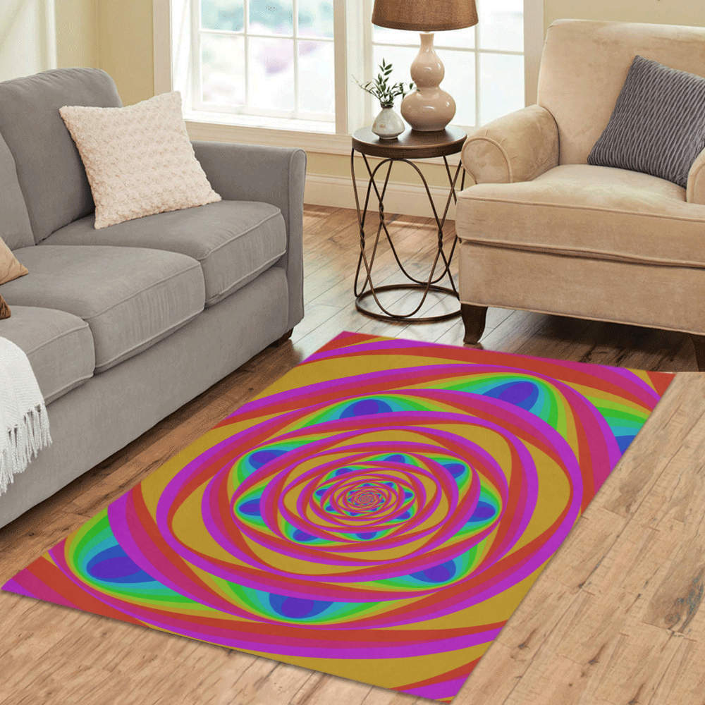 Red pink spiral Area Rug 5'3''x4'