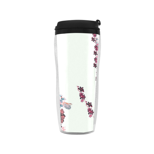 floral-white and pink Reusable Coffee Cup (11.8oz)