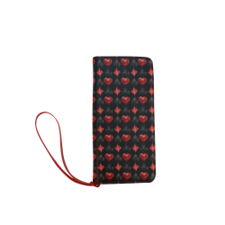 Black and Red Casino Poker Card Shapes on Black Women's Clutch Wallet (Model 1637)