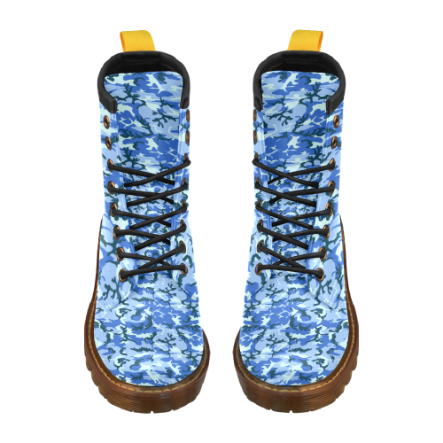 Woodland Blue Camouflage High Grade PU Leather Martin Boots For Men Model 402H