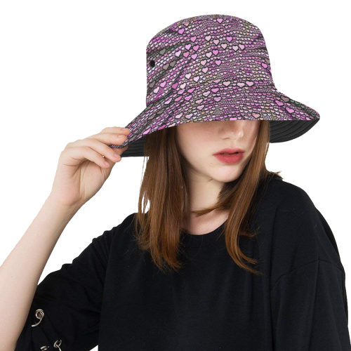 hearts everywhere C by JamColors All Over Print Bucket Hat