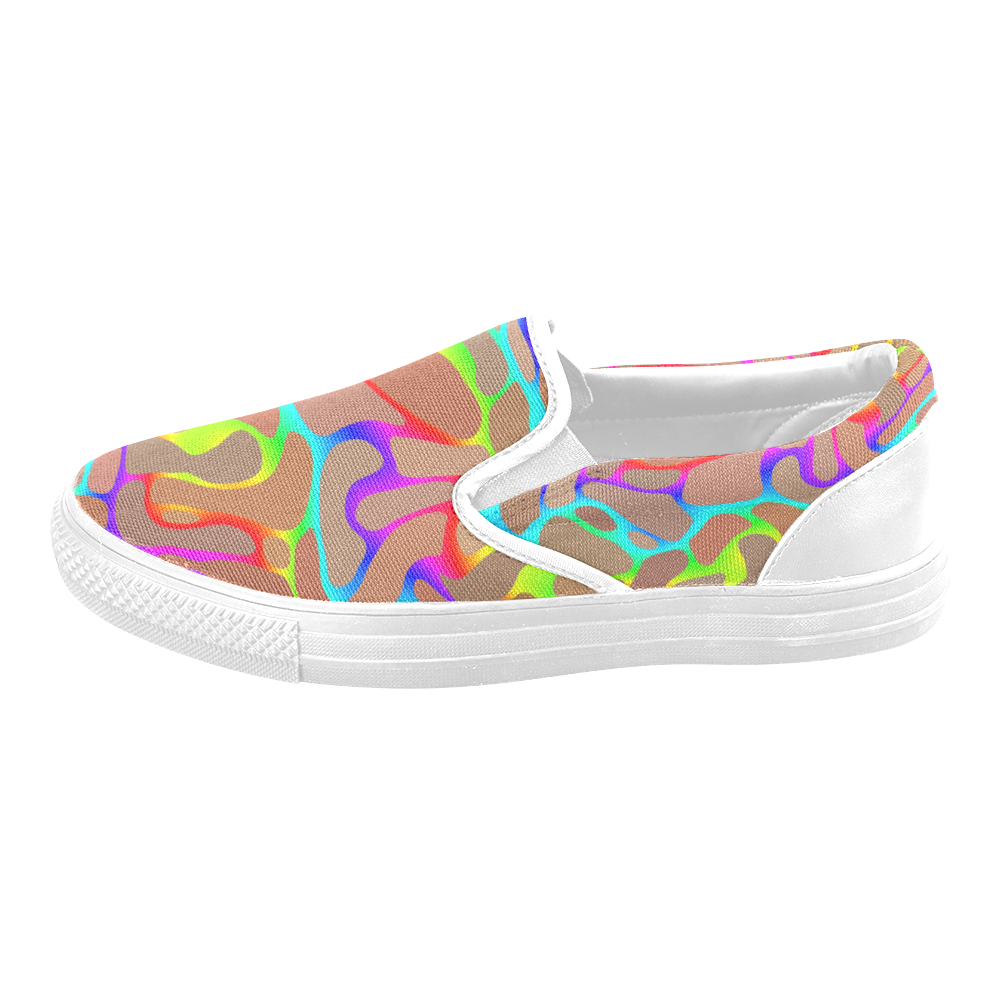 Colorful wavy shapes Men's Unusual Slip-on Canvas Shoes (Model 019)