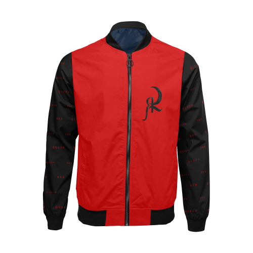 RED QUEEN SYMBOL RED LOGO BLACK SLEEVES ALL OVER RED All Over Print Bomber Jacket for Men (Model H19)