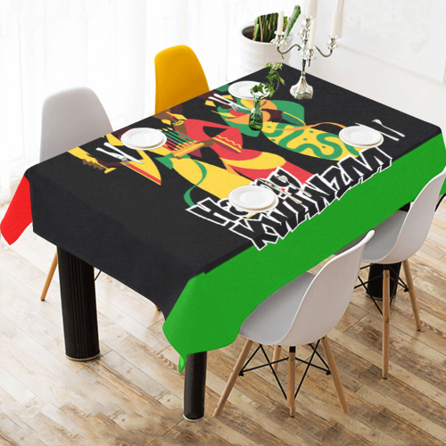 Happy Kwanzaa Cotton Linen Tablecloth 60"x 84"