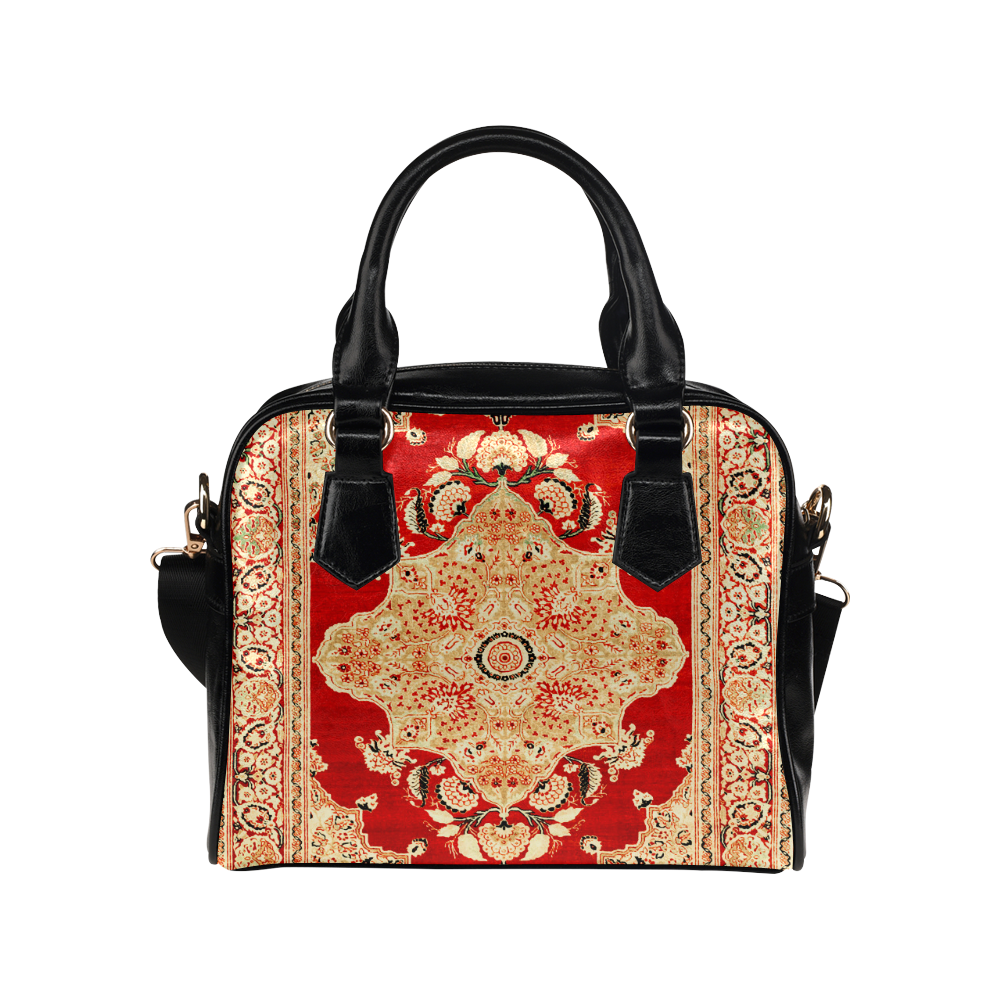 Persian Carpet Hadji Jallili Tabriz Red Gold Shoulder Handbag (Model 1634)