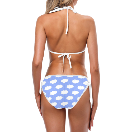 Clouds and Polka Dots on Blue Custom Bikini Swimsuit (Model S01)