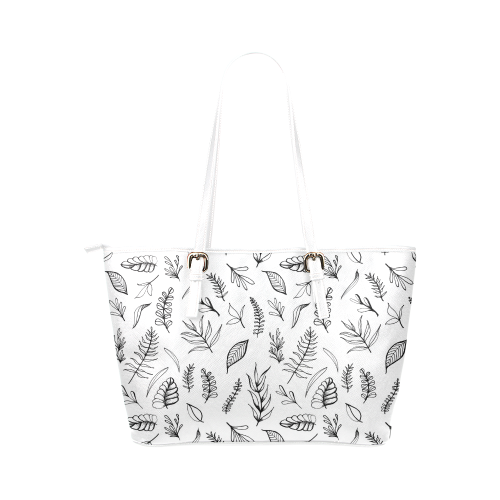 DANCING LEAVES Leather Tote Bag/Small (Model 1651)
