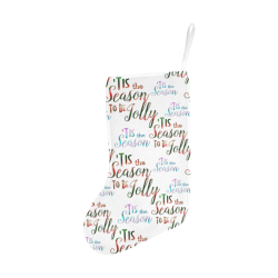 Christmas 'Tis The Season Pattern on White Christmas Stocking (Without Folded Top)