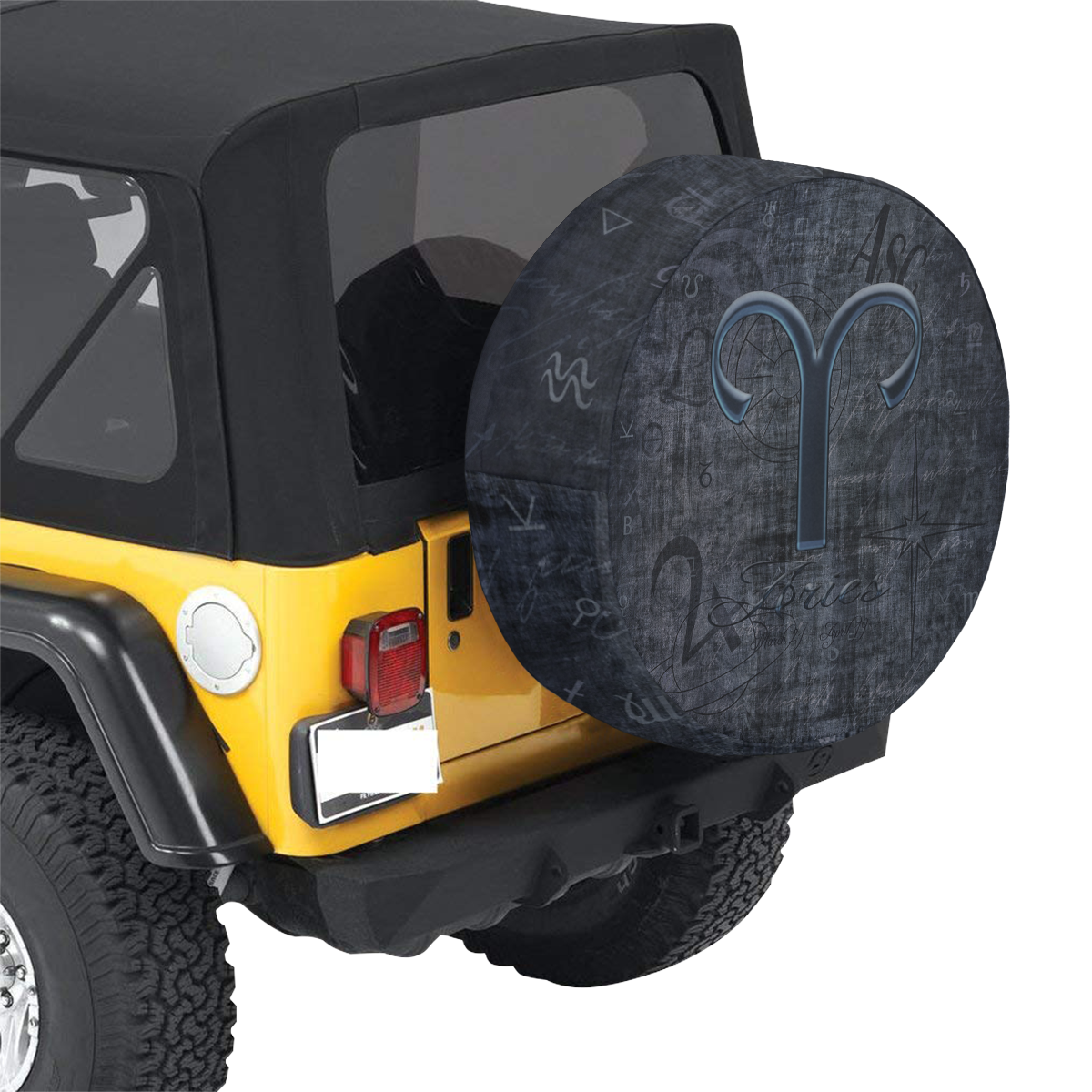 Astrology Zodiac Sign Aries in Grunge Style 34 Inch Spare Tire Cover