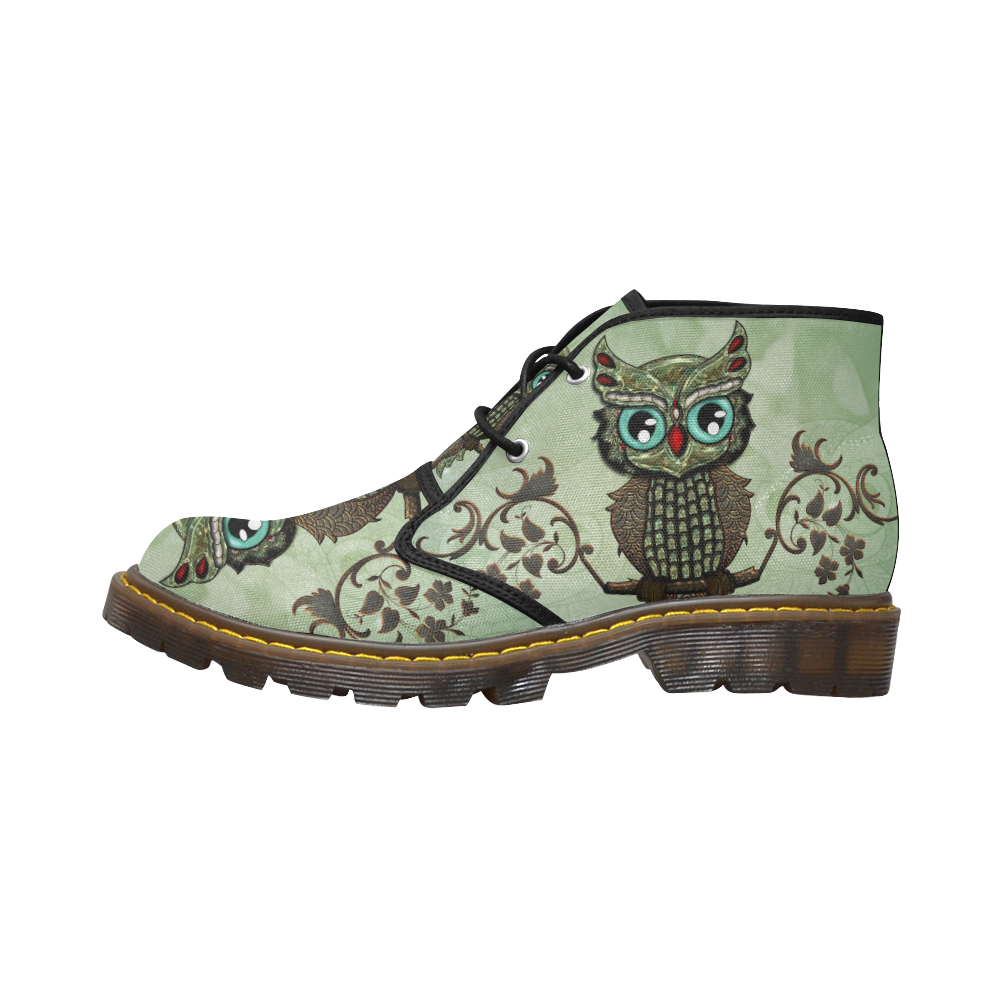 Wonderful owl, diamonds Men's Canvas Chukka Boots (Model 2402-1)