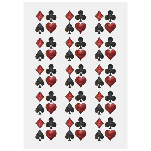 Las Vegas Black and Red Casino Poker Card Shapes Personalized Temporary Tattoo (15 Pieces)