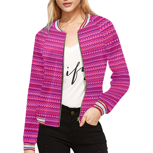 Multicolored wavy pattern All Over Print Bomber Jacket for Women (Model H21)