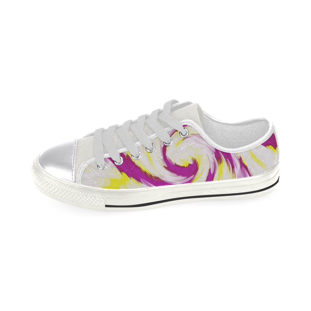 Pink Yellow Tie Dye Swirl Abstract Canvas Women's Shoes/Large Size (Model 018)