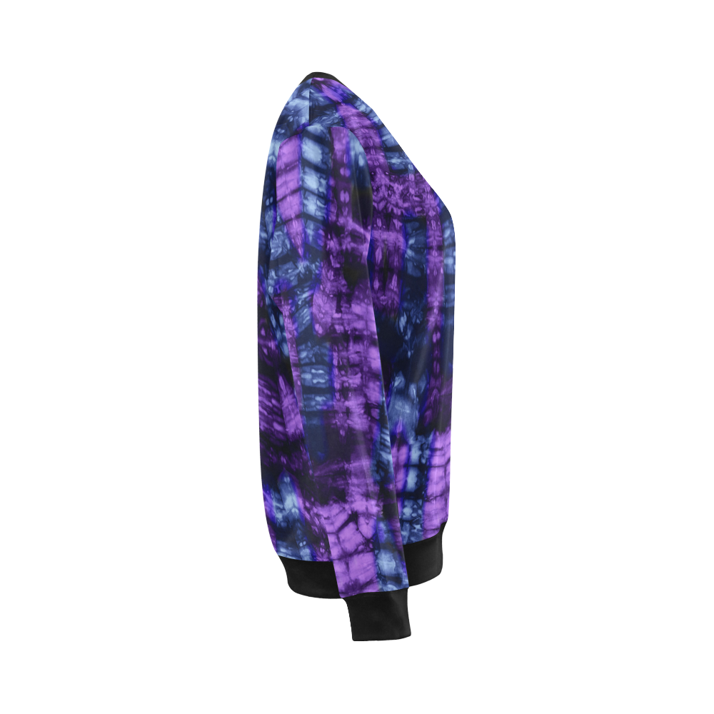 Purple Blue Shibori Tie Dye All Over Print Crewneck Sweatshirt for Women (Model H18)