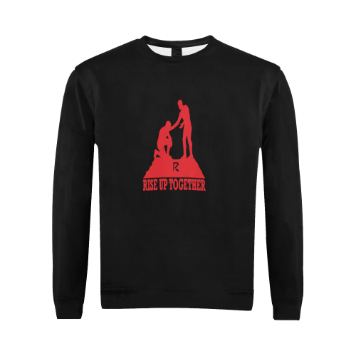 Rise Up Together Crewneck Sweatshirt for Men/Large (Red & Black) All Over Print Crewneck Sweatshirt for Men/Large (Model H18)