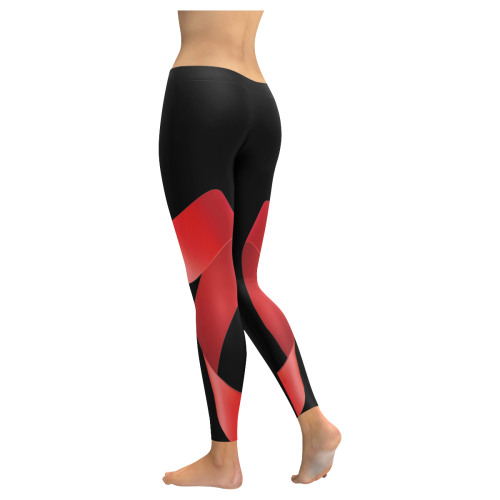 Ribbon Red Leggins Women's Low Rise Leggings (Invisible Stitch) (Model L05)
