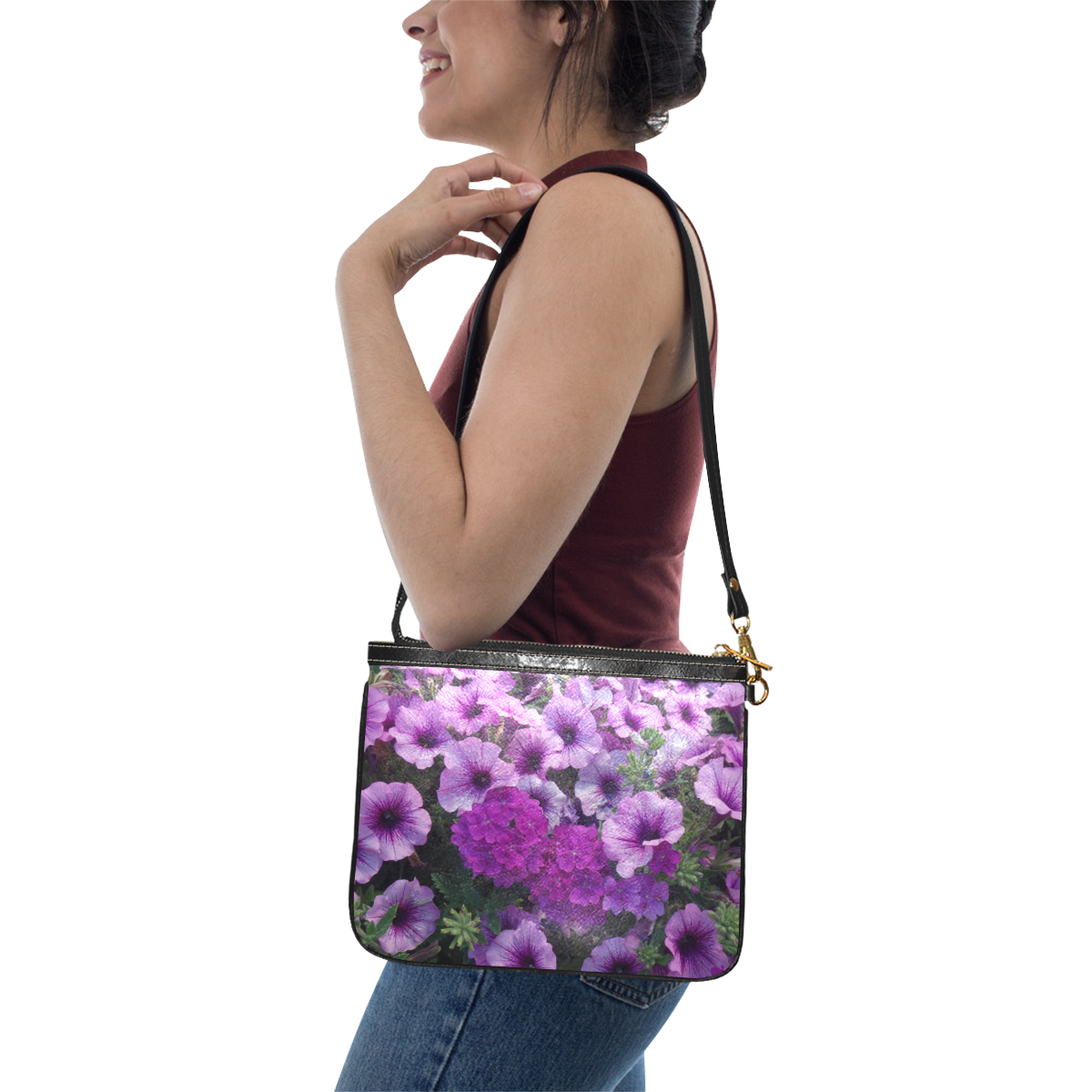 wonderful lilac flower mix by JamColors Small Shoulder Bag (Model 1710)