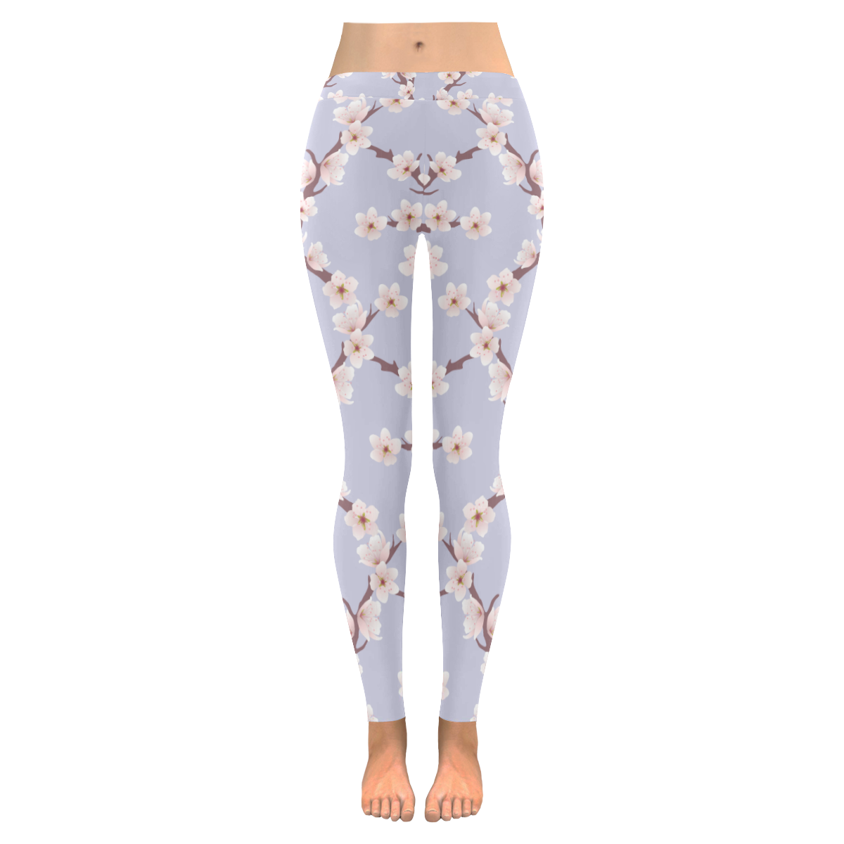 Blooming Cherry Blossom Women's Low Rise Leggings (Invisible Stitch) (Model L05)