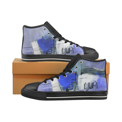 Lua Blue High Top Canvas Shoes for Kid (Model 017)