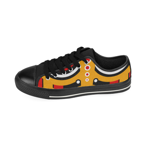 Red Yellow Tiki Tribal Low Top Canvas Shoes for Kid (Model 018)