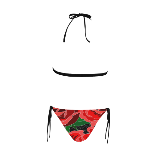 Rose Buckle Front Halter Bikini Swimsuit (Model S08)