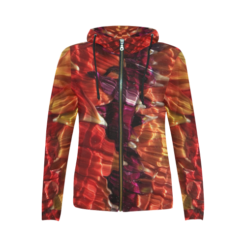 Muscled Petals All Over Print Full Zip Hoodie for Women (Model H14)