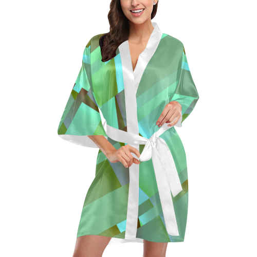 Modern Abstract Green Kimono Robe