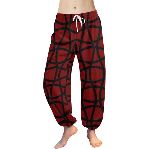 Crimson and black pattern Women's All Over Print Harem Pants (Model L18)